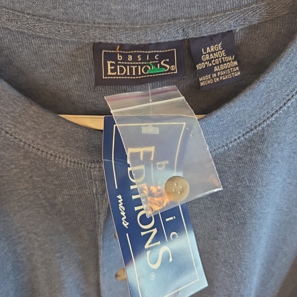 Basic Editions Tshirt Mens L Short Sleeve Blue Pullover With Pocket New - Picture 3 of 5